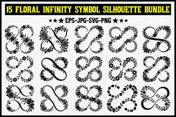 15 Floral Infinity Symbol Silhouette Set