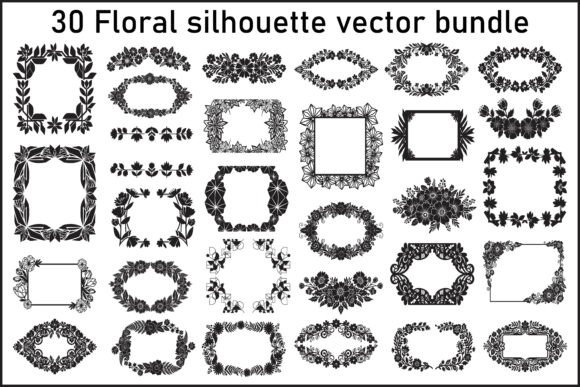 30 Floral Silhouette Vector Bundle Overview
