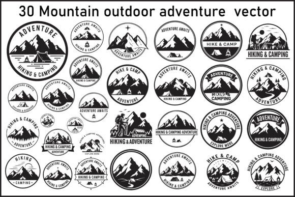 30 Mountain Outdoor Adventure Badge Set