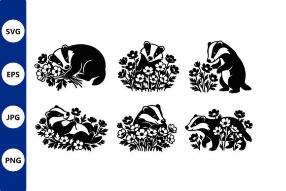 Badger Floral Silhouettes Bundle: A Practical Asset for Woodland-Themed Design