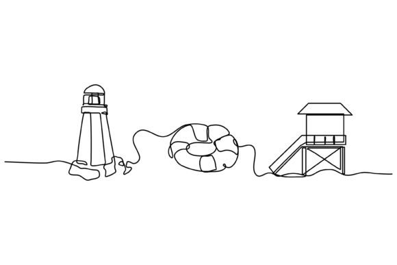 Continuous Line Design of Lighthouse: Minimalist Coastal Art for Modern Spaces