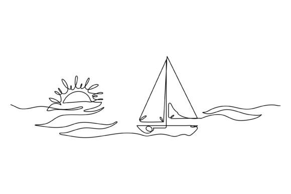 Continuous Line Design of Sun: Minimalist Art
