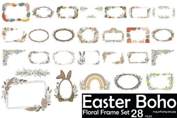 Easter Boho Floral Frame Set: A Creative Resource for Spring Design