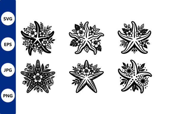 Elevate Designs with Floral Starfish Vectors