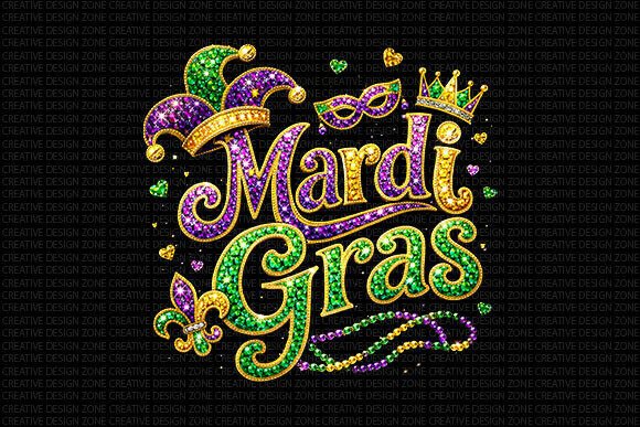 Elevate Your Carnival Designs with Premium Mardi Gras Glitter PNG Assets