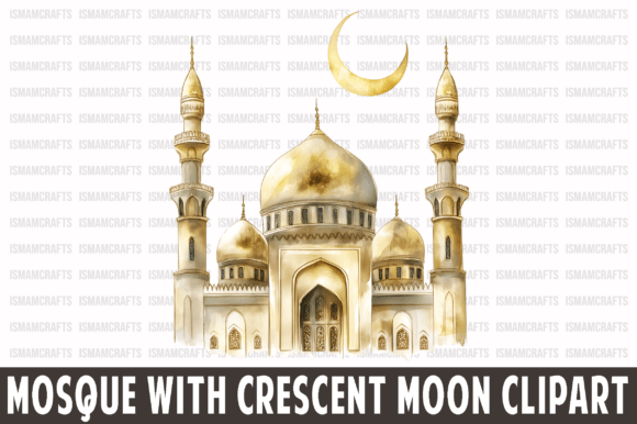 Elevate Your Creative Projects with High-Quality Islamic Mosque and Crescent Moon Clipart
