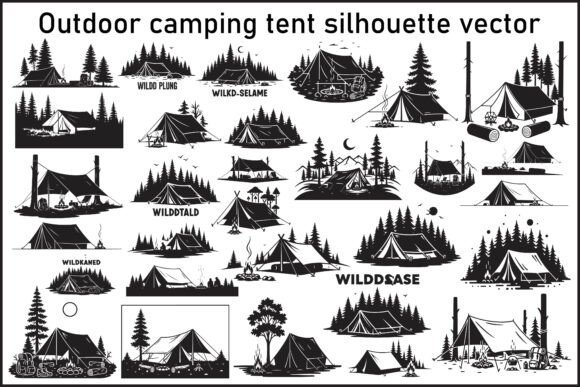 Elevating Outdoor Branding with High-Quality Camping Tent Silhouette Vectors