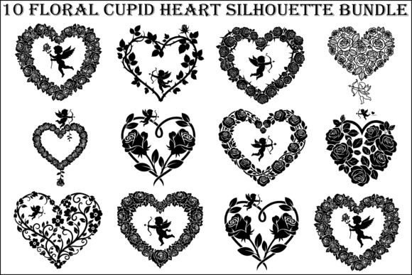 Elevating Romantic Design: The Strategic Value of the 10 Floral Cupid Heart Silhouette Bundle