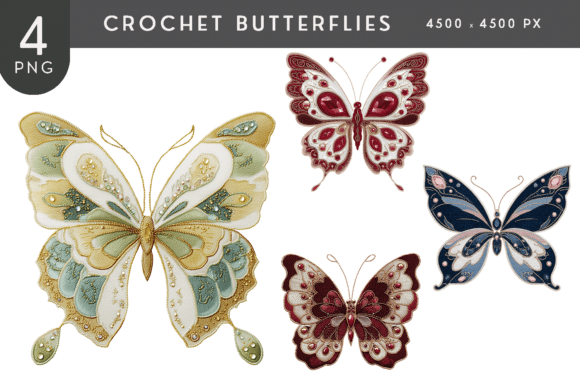 Embracing Digital Craftsmanship: A Guide to the Embroidered Crochet Butterfly PNG Collection