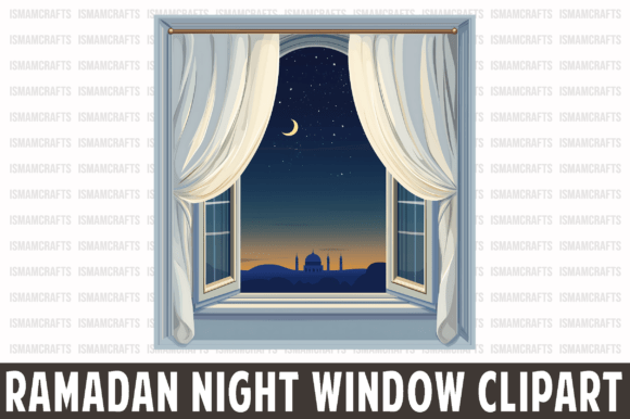 Enhancing Creative Projects with Open Window Ramadan Night Clipart PNG