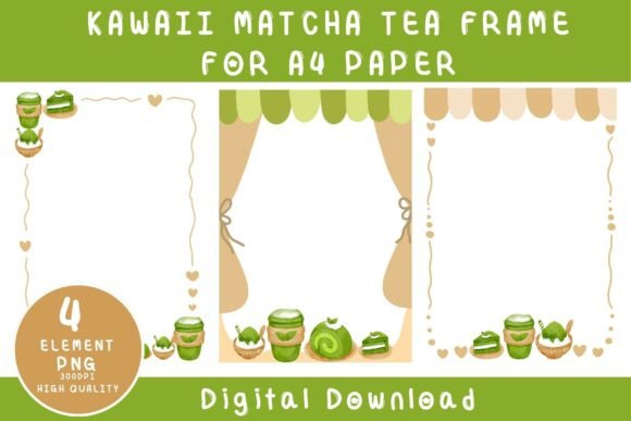 Enhancing Visual Appeal with the Kawaii Matcha Tea Frame for A4 Paper