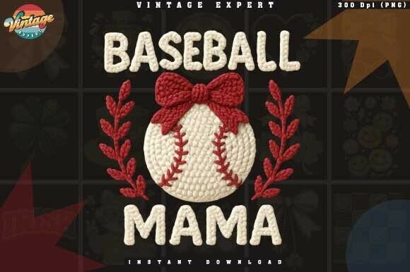 Evaluating the Baseball Mama Faux Crochet Yarn PNG for Print on Demand