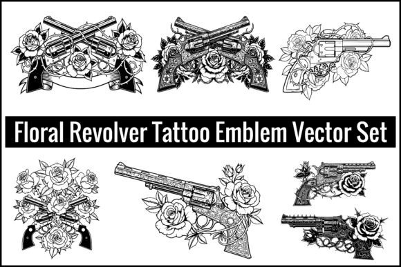 Evaluating the Floral Revolver Tattoo Emblem Vector Set for Creative Projects
