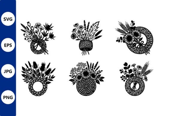 Floral Wreath Bouquet Line Art for Creators