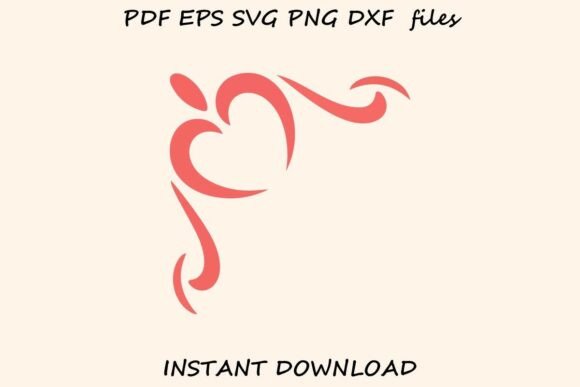 Flowing Heart Corner Flourish Element