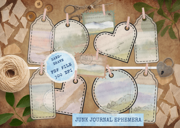 Junk Journal Tags: Landscape Melody Set