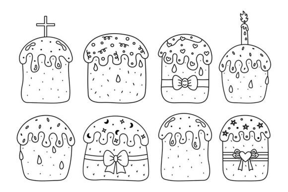 Mastering the Black Line Easter Cake Vector Set for Versatile Design Applications
