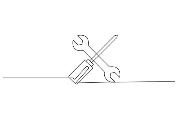 Minimalist Screwdriver Line Art