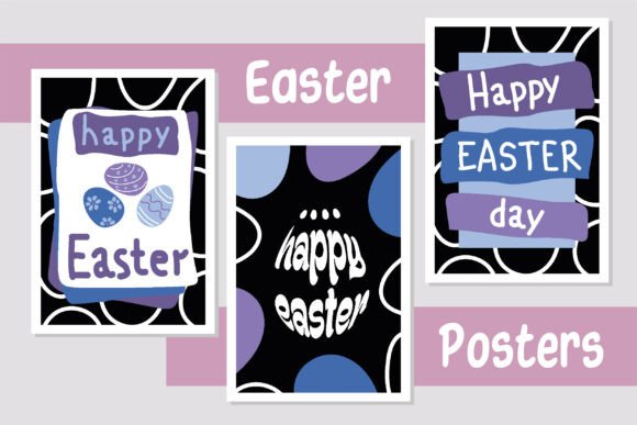 Modern Dark Easter Poster Set: Bold & Editable