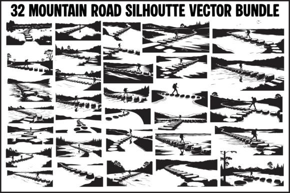 Mountain Road Silhouette Vector Bundle: A Designer’s Guide to Scenic Graphics