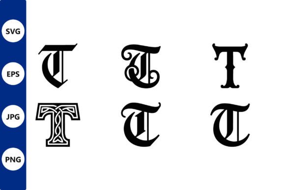 Ornate T Vector Set: Elevating Typography with Vintage Monogram Aesthetics