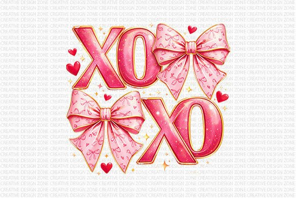 Pink Bow XOXO Valentine PNG Design Guide