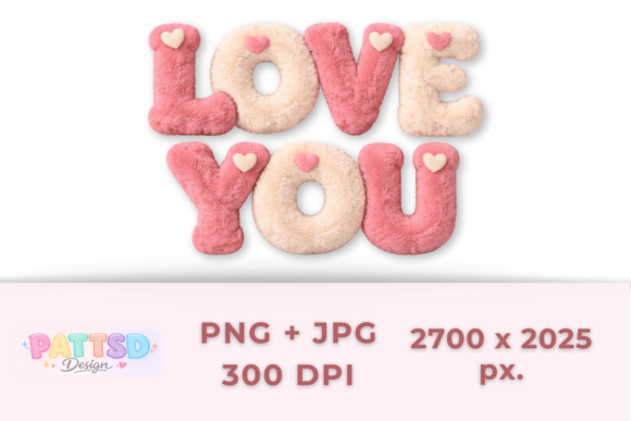 Plush 3D Love Letters: Love You JPG PNG