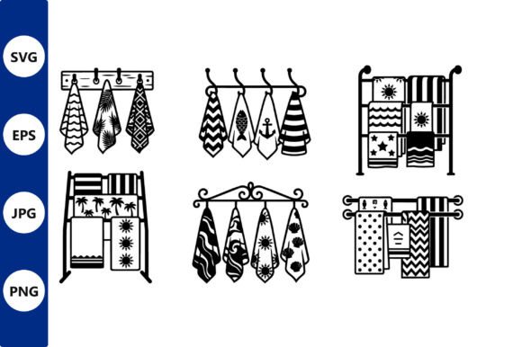 Strategic Applications of Line Art Towels on Racks Vector in Modern Design
