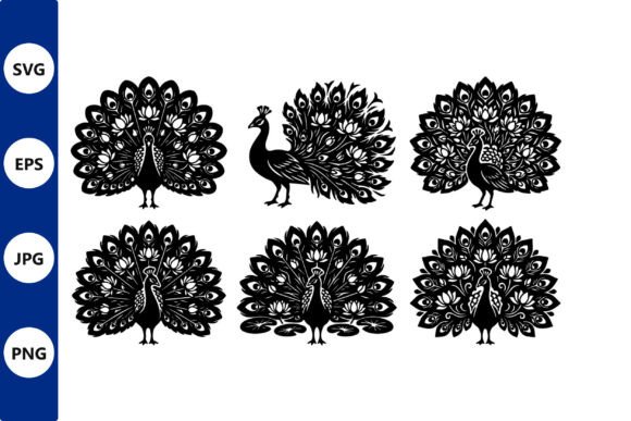Strategic Visual Identity: Leveraging the Peacock Fan Vector Set Black Silhouette