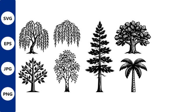 Tree Silhouette Vector Set for Logos