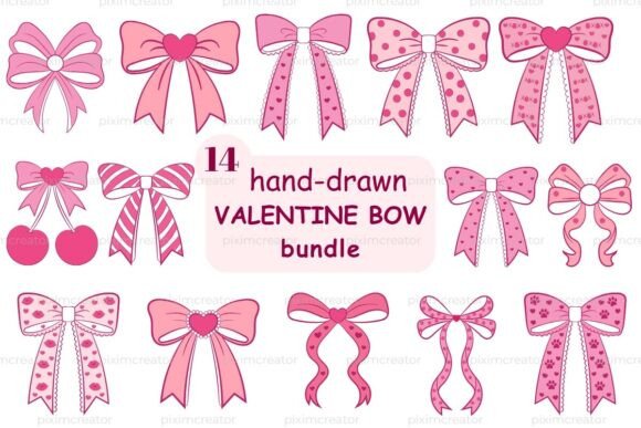 Valentine Bow SVG PNG Hand-Drawn Bundle: Elevate Your Romantic Designs