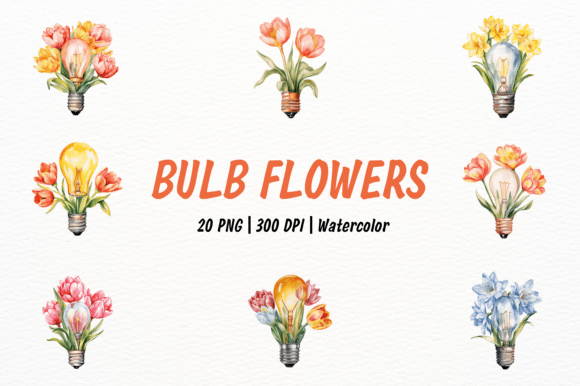 Vibrant Bulb Flowers Watercolor Clipart