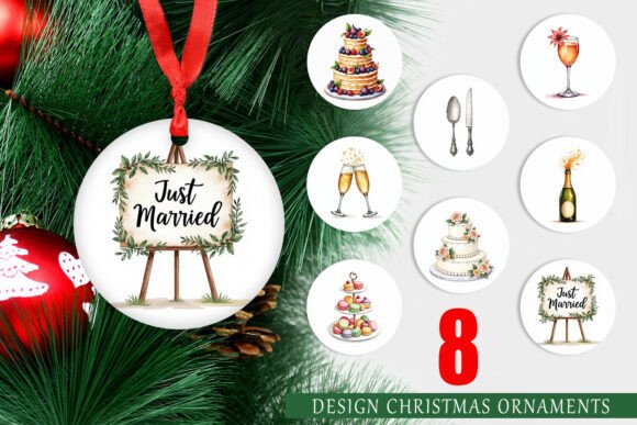 Vintage Botanical Wedding Ornament Designs