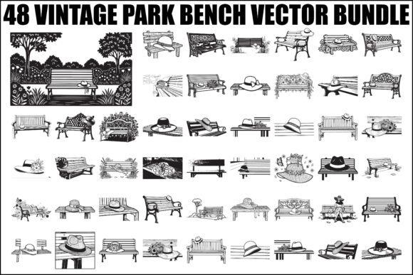 Vintage Park Bench Vector Bundle